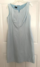 Talbots Light Blue Sleeveless Sheath Dress size 2P Knee Length Cotton/Silk