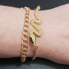 Gold tone snake bracelet set 6-8"