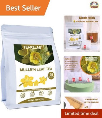 25 Bags of Mullein Leaf Tea - Natural 2.65 oz for Lung Support & Immunity