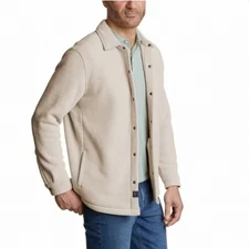 Copper & Oak Men's L Heavyweight Ribbed Shirt Jacket Shacket Stretch Beige
