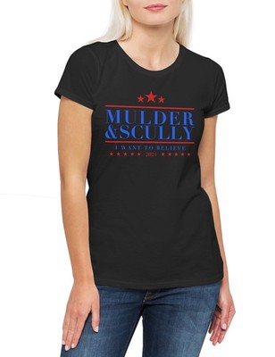 Mulder & Scully Damen T-Shirt Alien Ufo X-Files Fox Dana Series FBI Agents