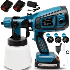 HVLP Cordless High Pressure Paint Sprayer Electric Spray Gun Kit w/2 Battery US