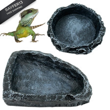 2 Pack Reptile Feeding Dish Corner Bowl, 1 Round Bowl and 1