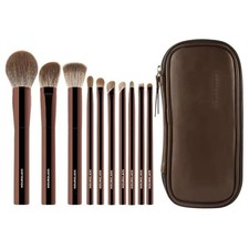 10 PCS Hourglass Makeup Brush Makeup Powder Foundation Concealer  Leather Bag