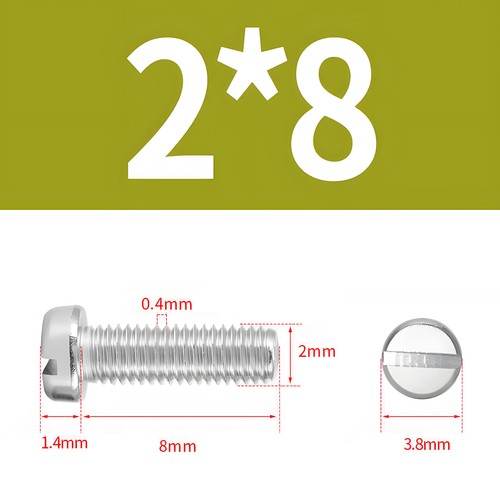 Viti cilindriche M2 DIN 84 acciaio inox V2A A2 viti a testa cilindrica con fessura - Foto 8 di 16