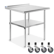 OPEN BOX - Stainless Steel 24" x 30" NSF Kitchen Prep Table w Backsplash Casters
