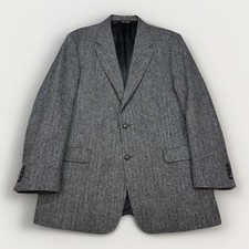 Jos. A. Bank Harris Tweed 46L Gray Herringbone Wool Sport Coat Blazer