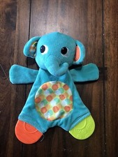 Bright Starts Aqua Turquoise Blue Elephant Teether Lovey Security Blanket Toy