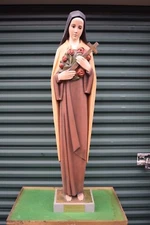 + Nice Older Statue of St. Therese Lisieux + 46 1/4" ht. (SL16) chalice co.