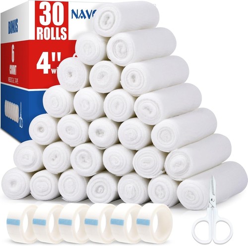 30 Pack Gauze Rolls Bandages, 4 in x 4.1 Yards, Individually Wrapped Breathable - Picture 5 of 8