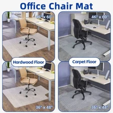 1/2/4/6PCS Office Chair Mat Anti-Slip for Hard/Carpet Floor 36 x 48"/46 x 60"