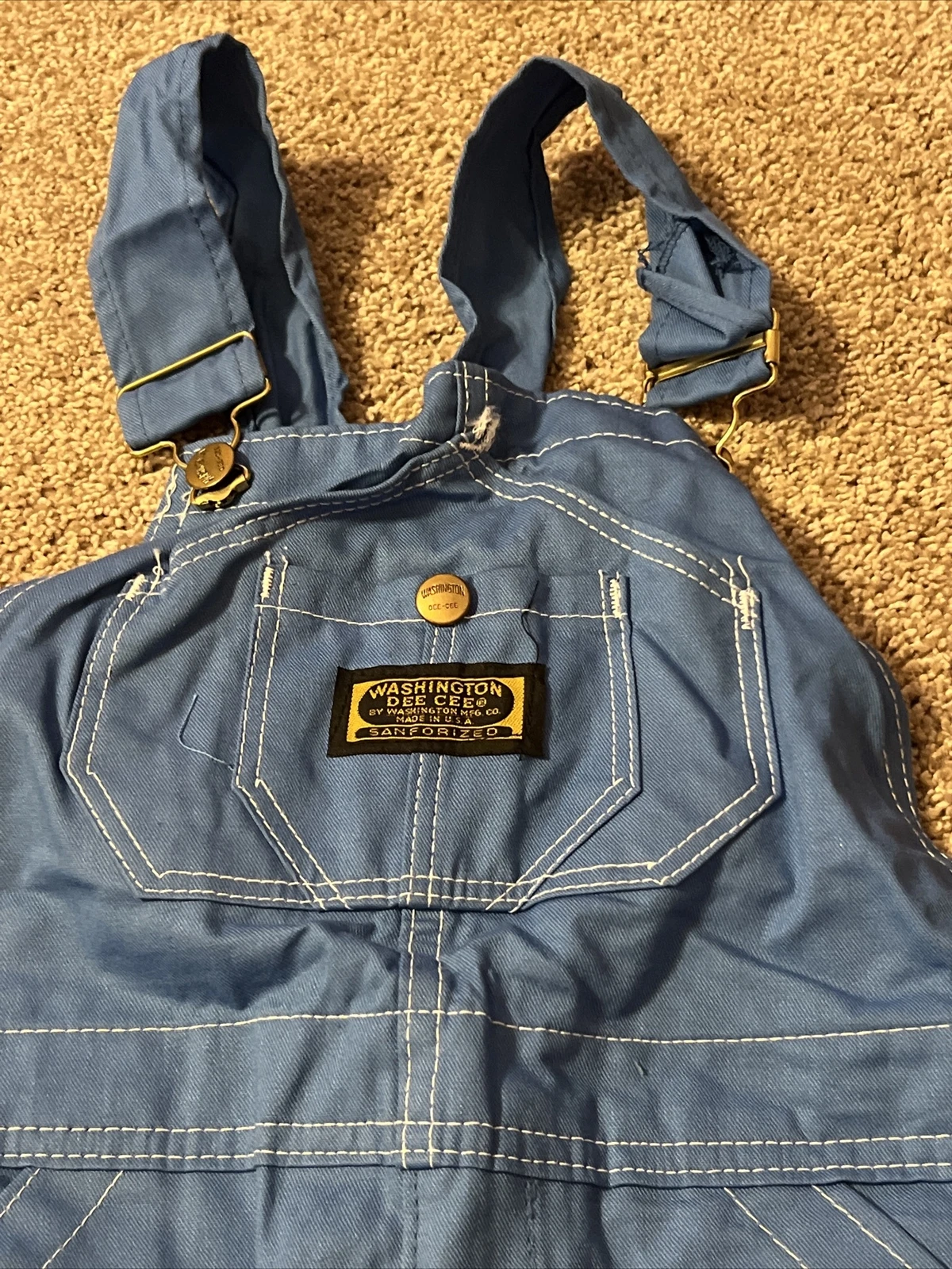 Washington Dee Cee Sanforized Vintage 70s Blue Overalls Big Kids Sz 12 (27.5X30)