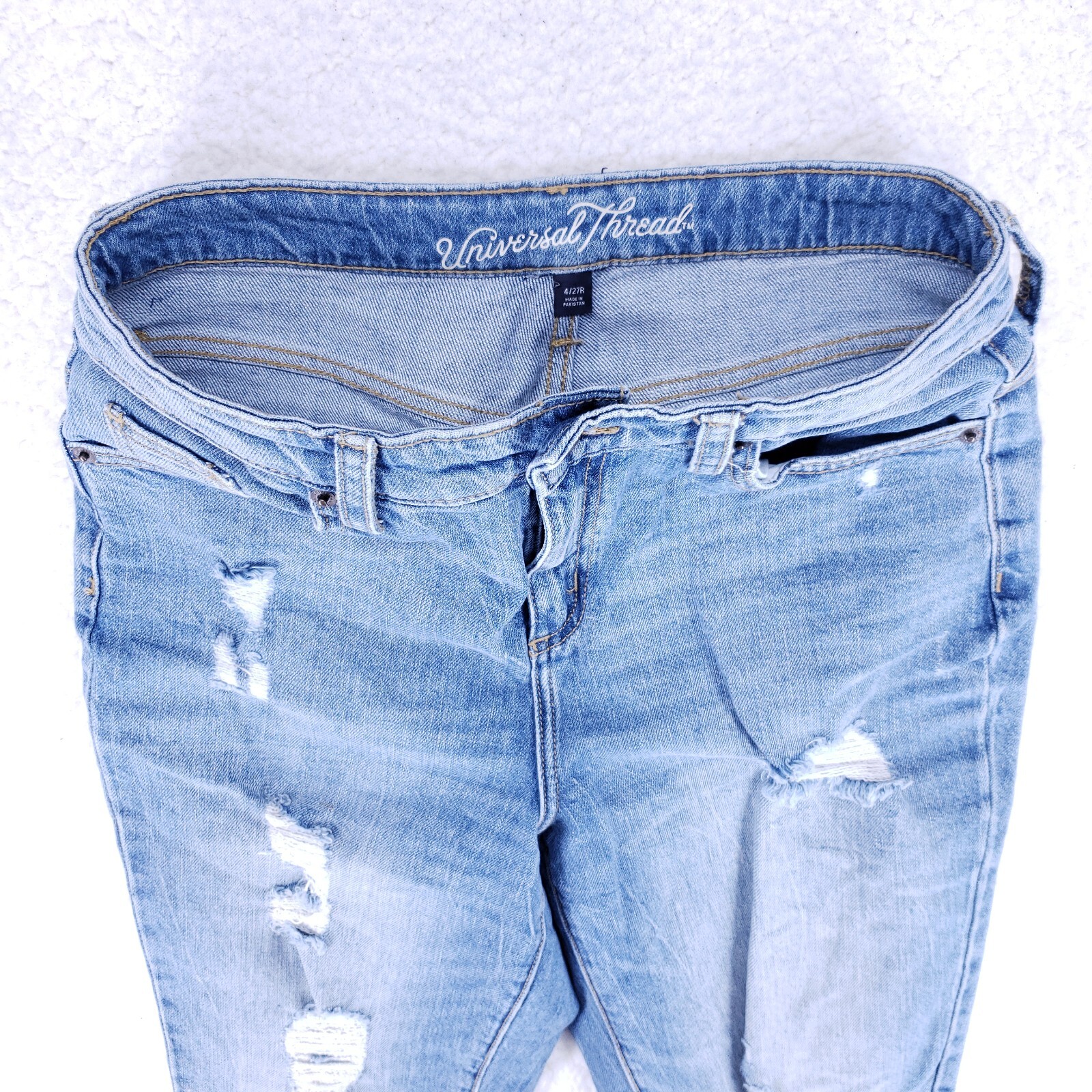Universal Thread Destroyed Straight Raw Hem Jeans… - image 6