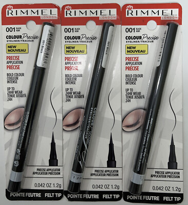 (Pack of 3) Rimmel London Color Precise Eyeliner Black #001 (New/Sealed)