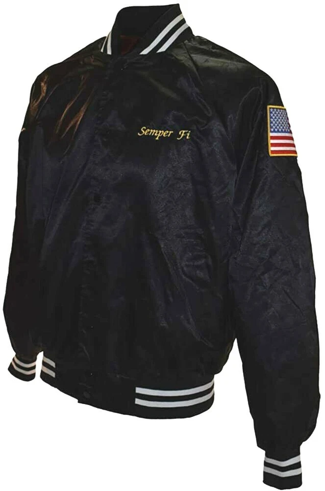 MARINE CORPS. THE FEW, THE PROUD, THE MARINES EMBROIDERED 2-SIDED SATIN JACKET - Image 2 of 3