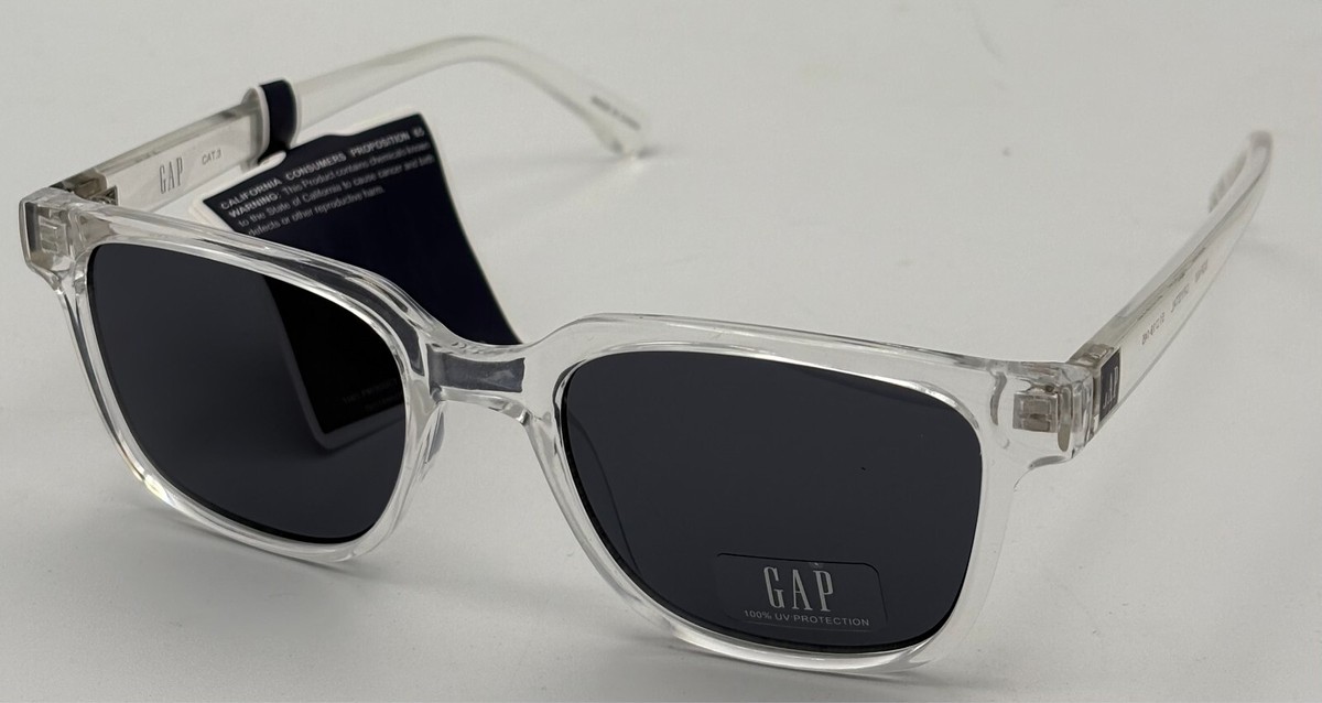 NWT GAP SUNGLASSES These are awesome and so cool CLEAR FRAMES Gap Mens Rectangle Clear Crystal Plastic Sunglass Smoke Lens  main image 3