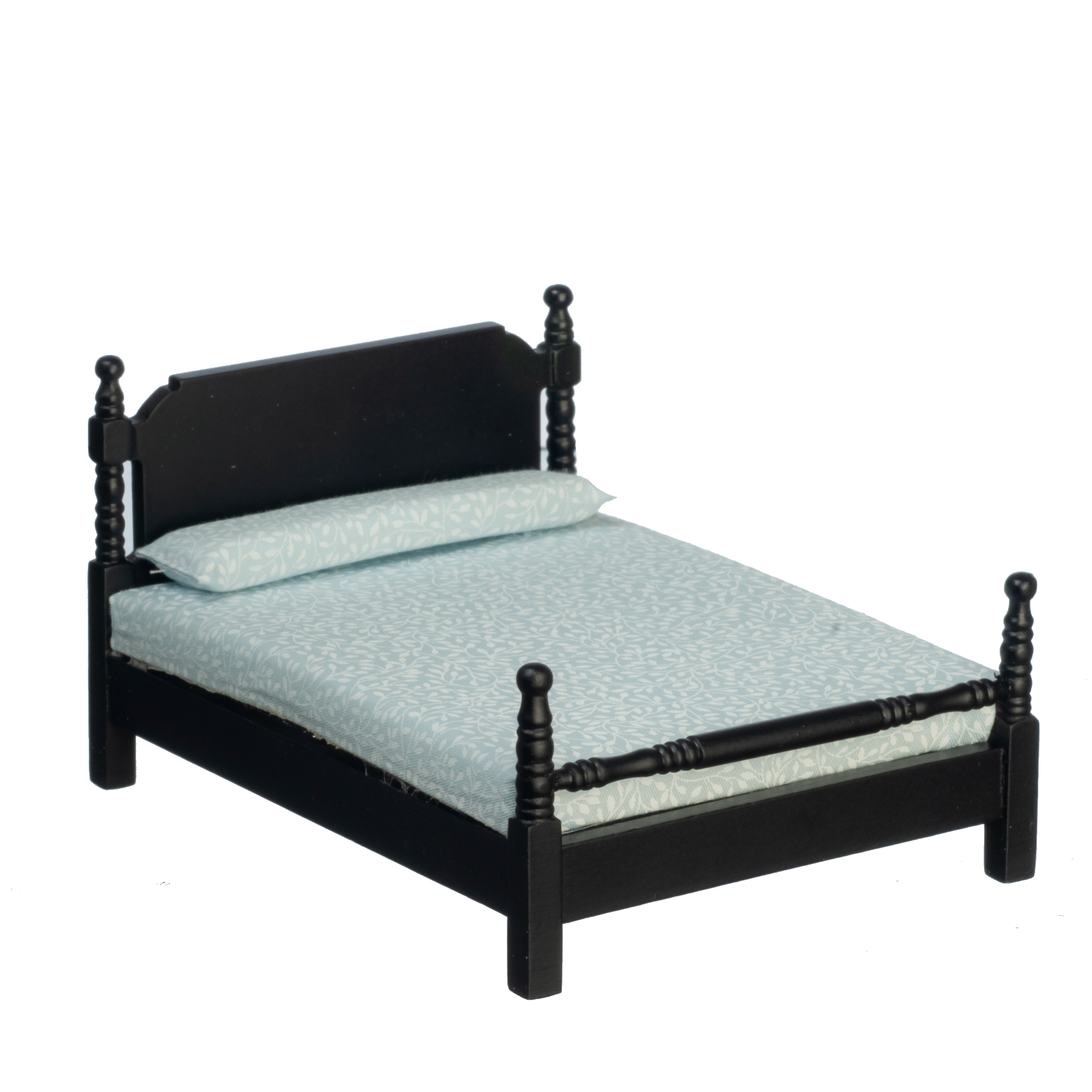 Dolls House Double Bed Black Furniture Miniature 1:12 Scale I Jaspers Miniatures