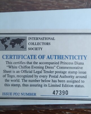 princess diana white chiffon evening dress stamp Princess Diana Commemorative Stamp Set main image 1