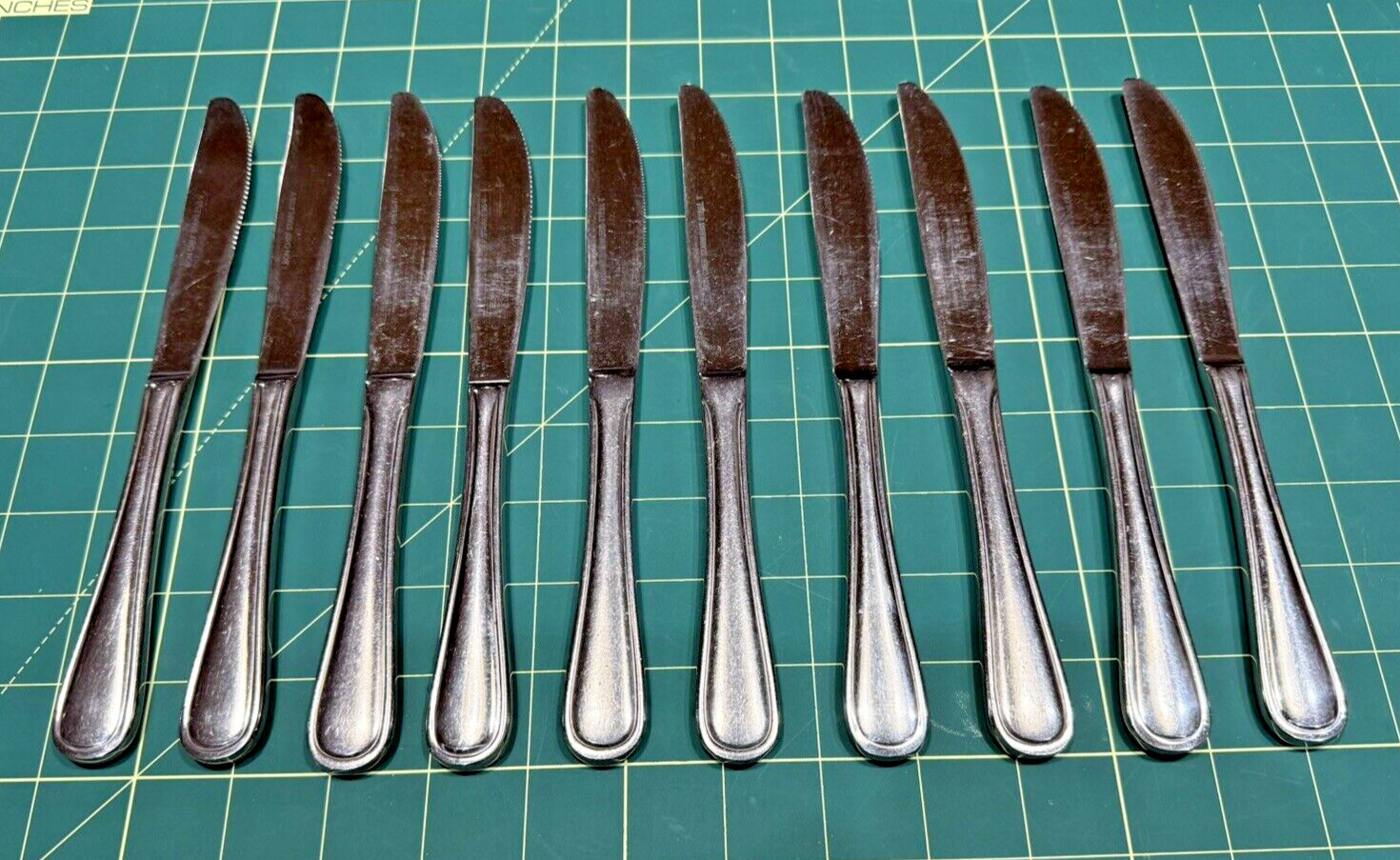 10 Dinner Knife Knives Bon Chef 18/10 Stainless Silverware Flatware Outlined