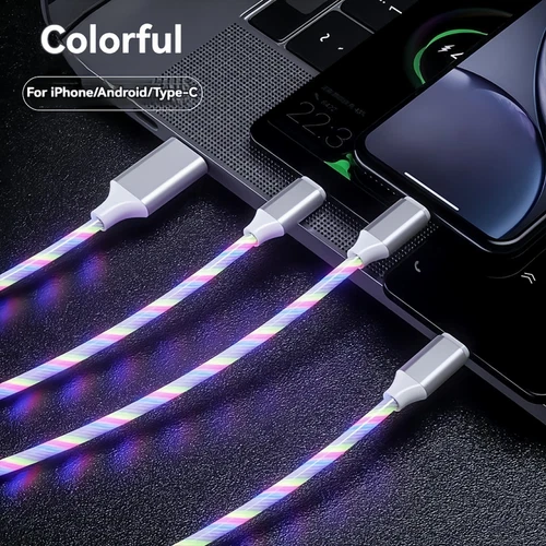 3-IN-1 Fast LED Charging Cable for iPhone/Android Micro Type C USB Interface New - Bild 7 von 10