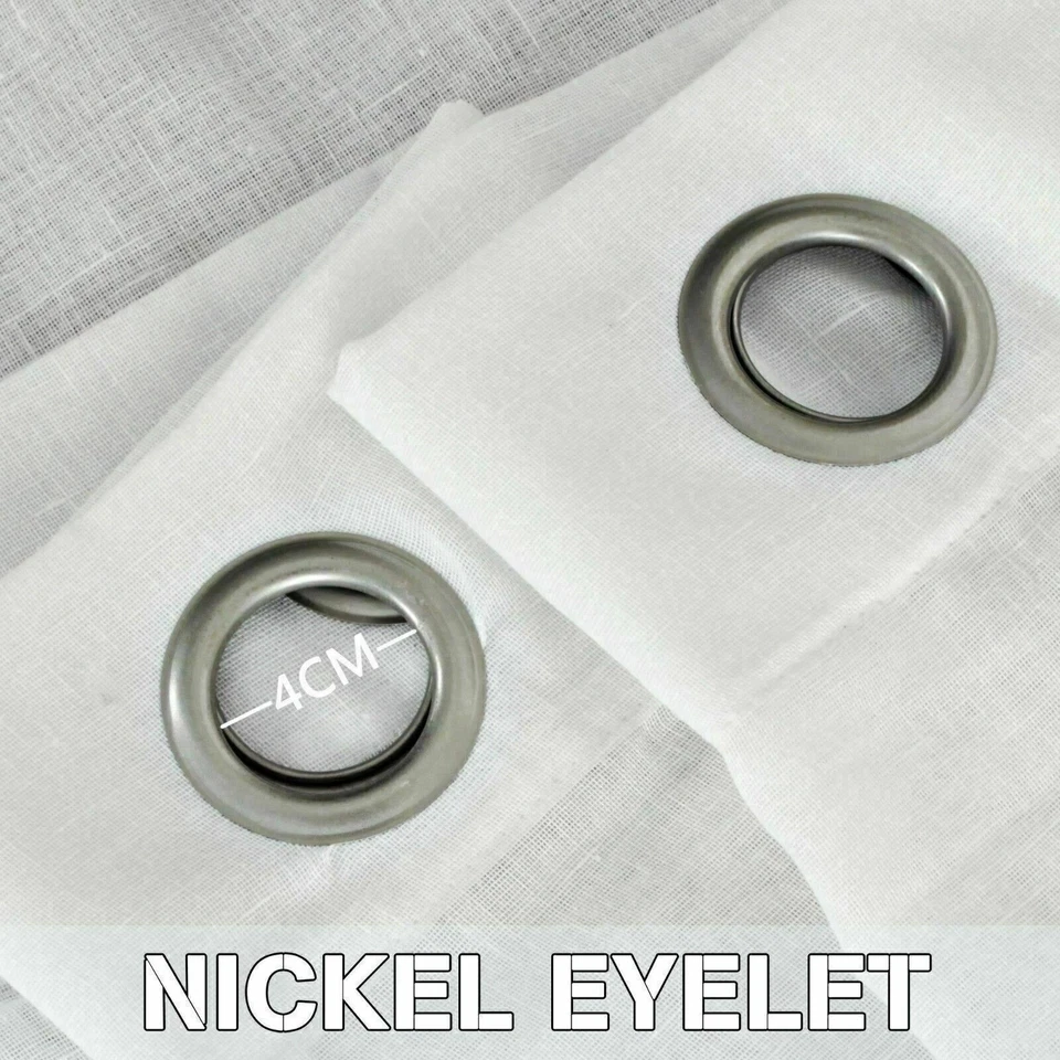 2x Linen Sheer Curtains Living Room Curtains Pair Eyelet Privacy Linen Draperies - image 4 of 4
