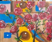 War Of Roses, Acrylic Painting - 16x20 Hand Painted Artwork on Canvas
