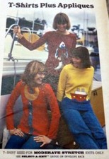 LOVELY VTG 1970s T-SHIRTS PLUS APPLIQUES Sewing Pattern 6/30.5 UNCUT