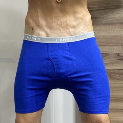 New Hanes Blue / Gray Men s Underwear Boxer Briefs Size Medium