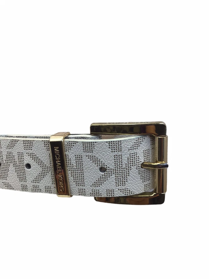 Cinturón de cuero Michael Kors blanco gris mediano Foto 4 de 4