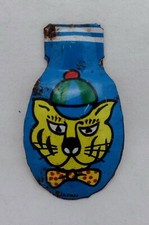 Vintage Toy Tiger w/ Hat Bow Tie Tin Litho Clicker Noisemaker Japan 1.5" by 7/8"