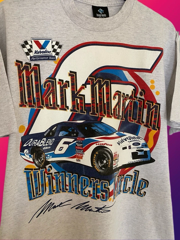 Vintage 1996 NASCAR Mark Martin 6 T-Shirt USA Racing Single Stitch XL P2P: 23” - Image 2 of 4