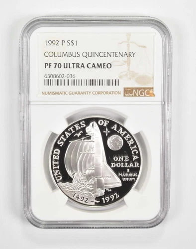 PF70 1992-P Commemorative $1 Columbus Quincentenary NGC Brown Label