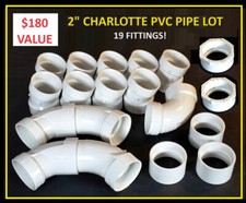 19-Pc Lot 2" Charlotte PVC Fitting 1/16, 1/8, 1/4 turn 22.5, 45, 90 Coupling Elb