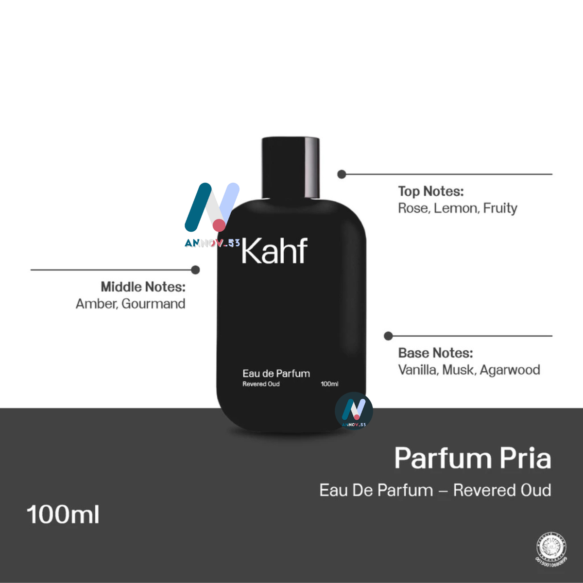 KAHF Revered Oud Musk Amber Castor Oil Soft Fragrance Long-Lasting