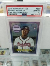 2018 Topps Heritage RC Purple Refractor #580 Ronald Acuna Jr. Rookie PSA 10!