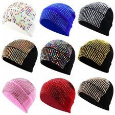 Unisex Bling Rhinestone Knit Beanie Hat Punk Style Winter Warm Skull Cap