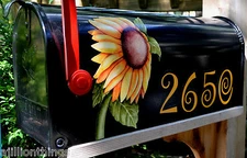 Mailbox Magnet Partial Cover Sunflower Custom Address Numbers Black Mailbox