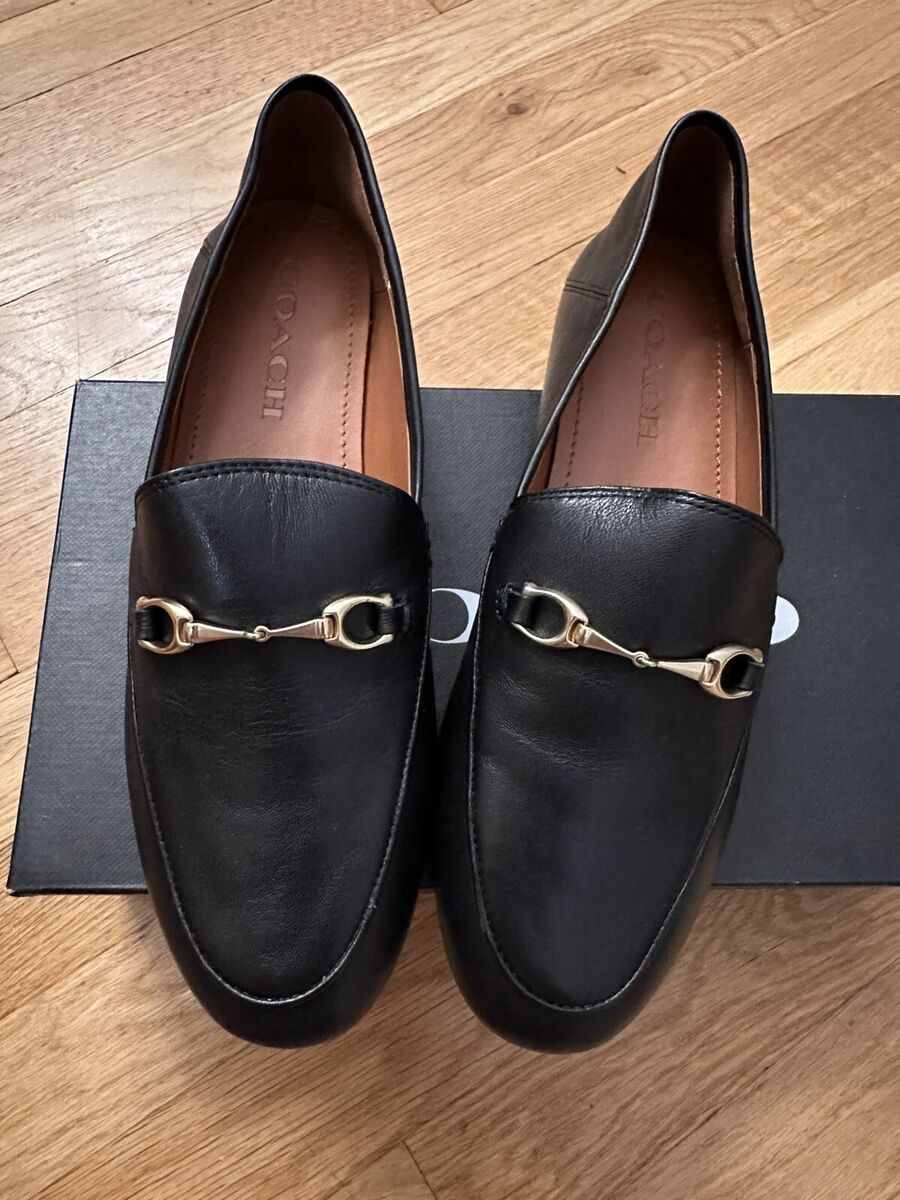 COACH Women's Black Leather Haley Loafer Slip On shoes COACH Women's Black Leather Haley Loafer Slip On shoes