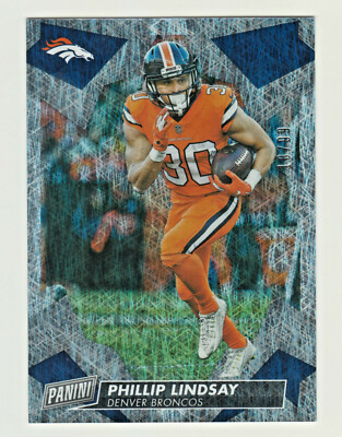 2019 Panini PANINI DAY KICKOFF RAIN FOIL 43 PHILLIP LINDSAY 18/99 Denver Broncos