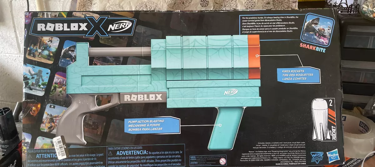 NERF Roblox Sharkbite: Web Launcher Rocker Nerf Blaster with 2 Roblox Nerf  Rockets in 2023