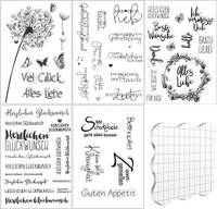 Silikonstempel Set, 5 BläTter SprüChe Deutsch Clear Stamp Geburtstag Stempel Her