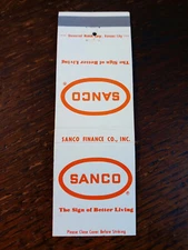 Vintage Matchcover: Sanco Finance Co, Oklahoma City, OK