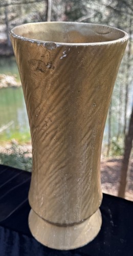 McCoy #409 Gold Textured Cylinder Vase 12 1/8" Tall VIntage MCM - Picture 4 of 12