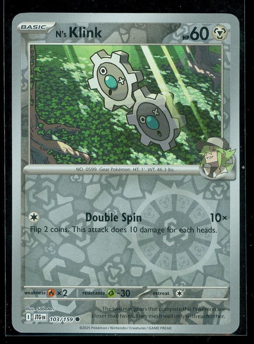 Pokemon N'S KLINK 103/159 Journey Together Rev Holo - MINT