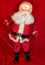 1950s Kitschy Jolly Santa Claus Antique vtg Hand Painted Rubber Face 17" Doll