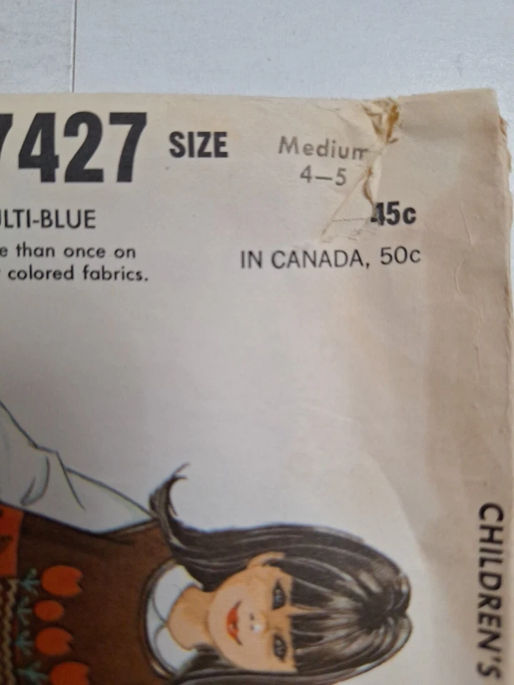 Apron Pocket Wrap Girls M 4 5 McCalls 7427 UC Applique & Sewing Pattern VTG Easy - Image 3 of 4