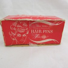 Vintage FLAMINGO BALL TIP HAIR PINS Bobby SZ 1 3/4" BROWN CRIMPED 3110