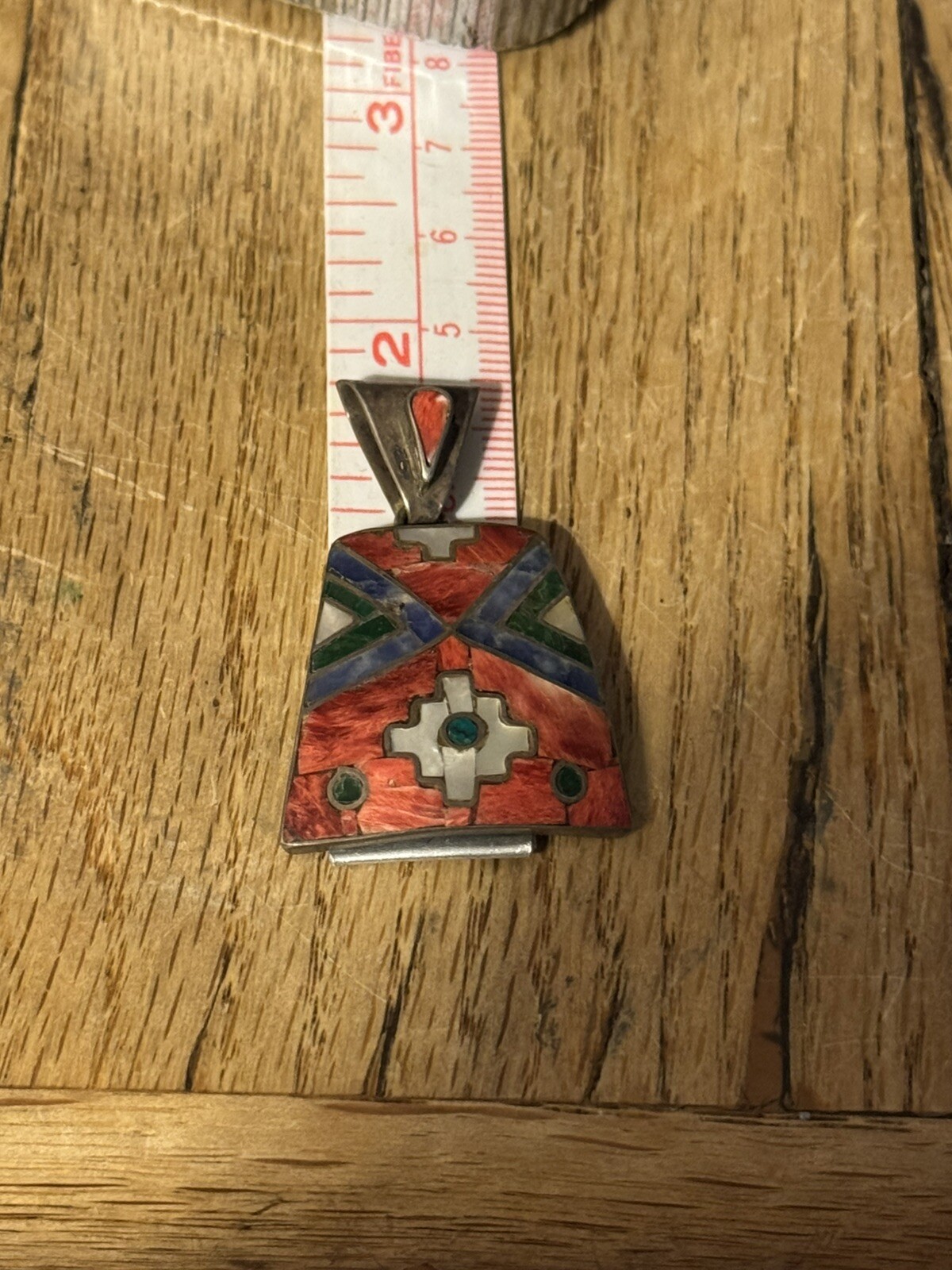 Southwestern Silver Pendant Necklace Multi Stone … - image 5