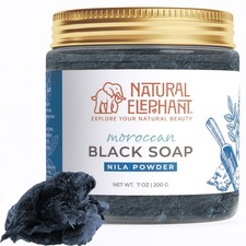 Natural Elephant Moroccan Black Soap With Nila Indigo 200g 7oz