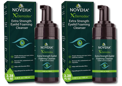 NOVEHA Demodex Eyelid Cleanser 2 PACK Foam | Extra Strength Tea Tree Oil Formul